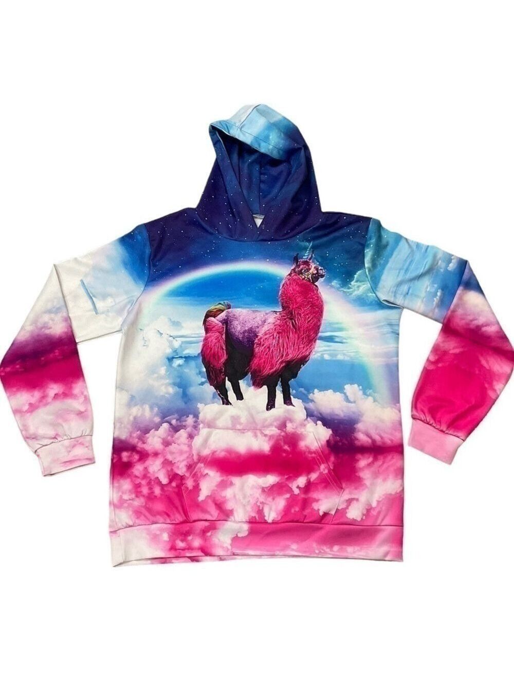 Llamacorn Hoodie XXL Hoodie Llam unicorn clouds rainbows kangaroo pocket unisex